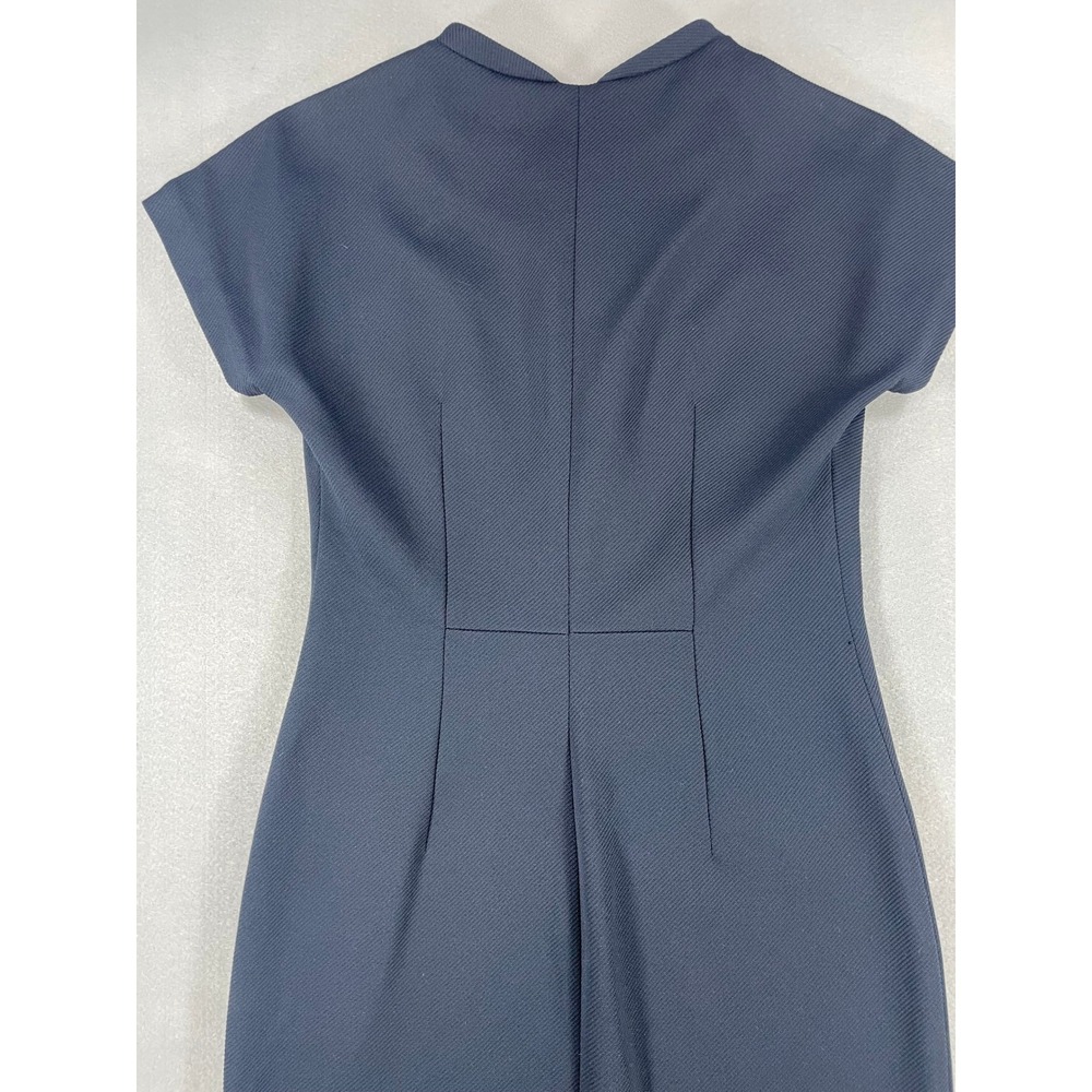 Diane von Furstenberg Womens Sheath Dress Front Zip Navy Textured 2 - Picture 7 of 9